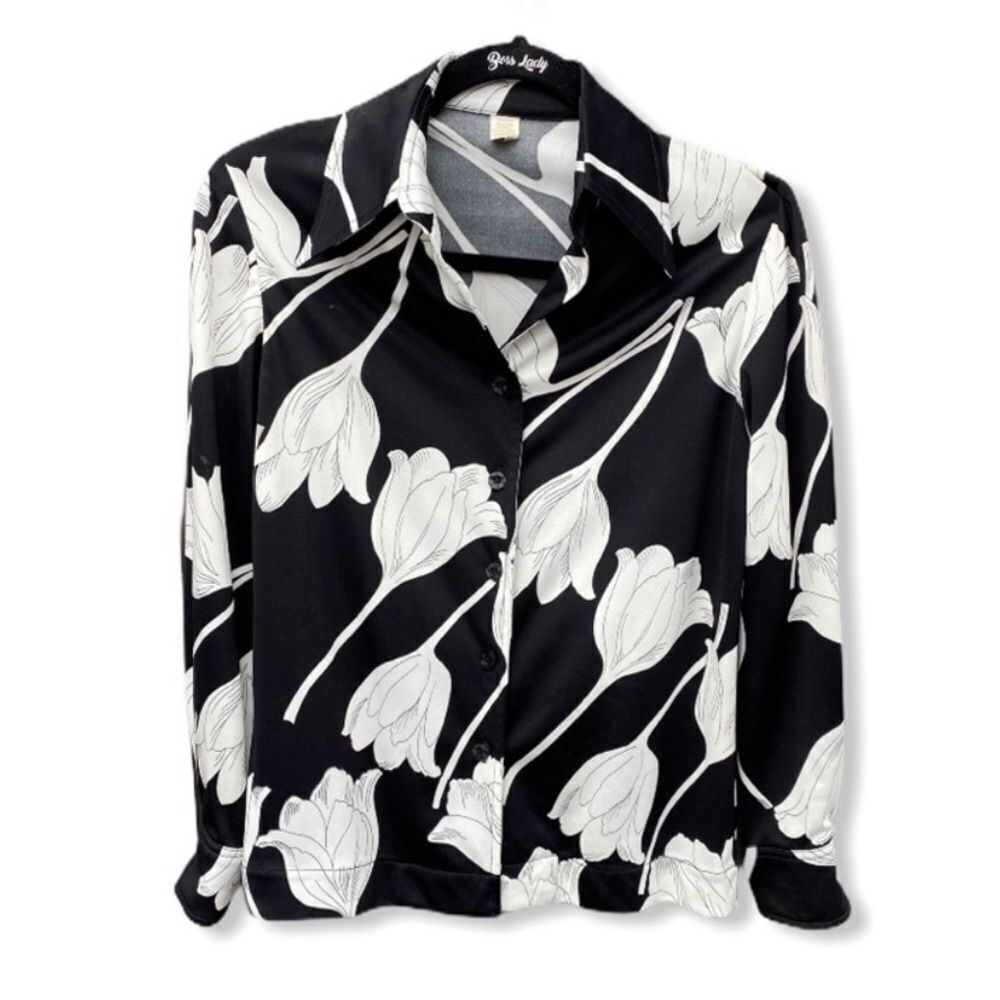 Vintage Floral Polyester‎ Blouse